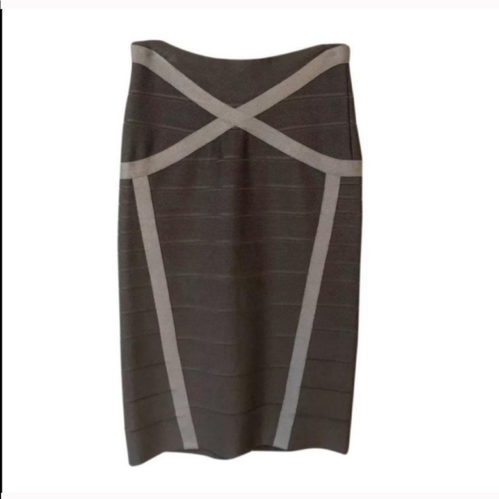 Herve Leger Contrast Bandage Bodycon Skirt